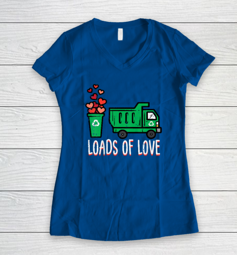Kids Valentines Day Garbage Truck Loads Of Love Women's V-Neck T-Shirt 5