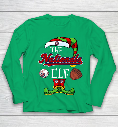Washington Nationals Christmas ELF Funny MLB Youth Long Sleeve 4
