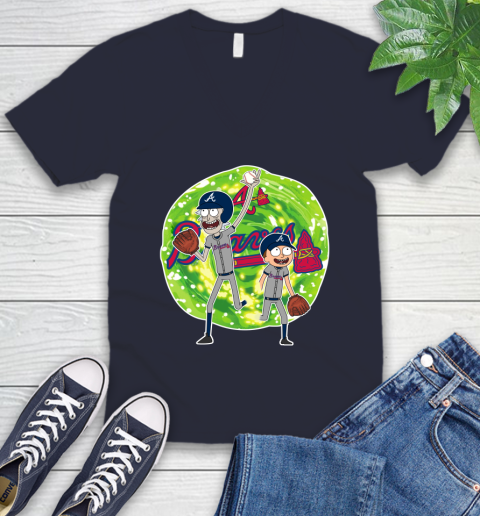 MLB Atlanta Braves Rick And Morty Baseball Sports V-Neck T-Shirt 3