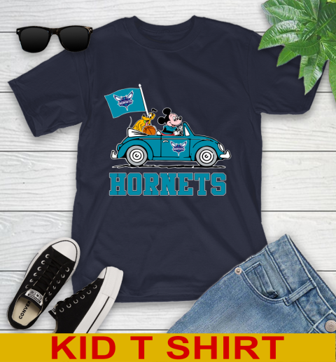 NBA Basketball Charlotte Hornets Pluto Mickey Driving Disney Shirt Youth T-Shirt 3