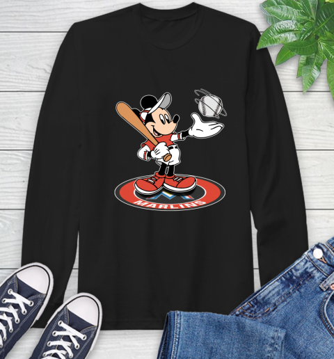 MLB Baseball Miami Marlins Cheerful Mickey Disney Shirt Long Sleeve T-Shirt