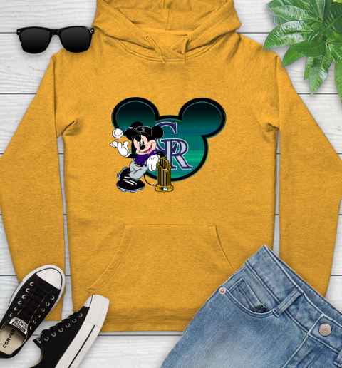 MLB Colorado Rockies The Commissioner's Trophy Mickey Mouse Disney Youth Hoodie 3
