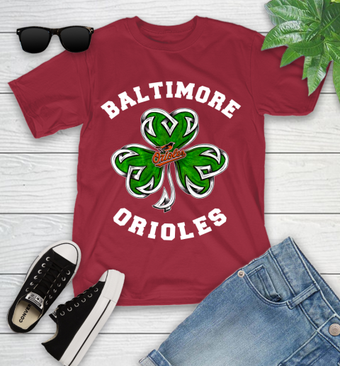 MLB Baltimore Orioles Three Leaf Clover St Patrick's Day Baseball Sports Youth T-Shirt 14