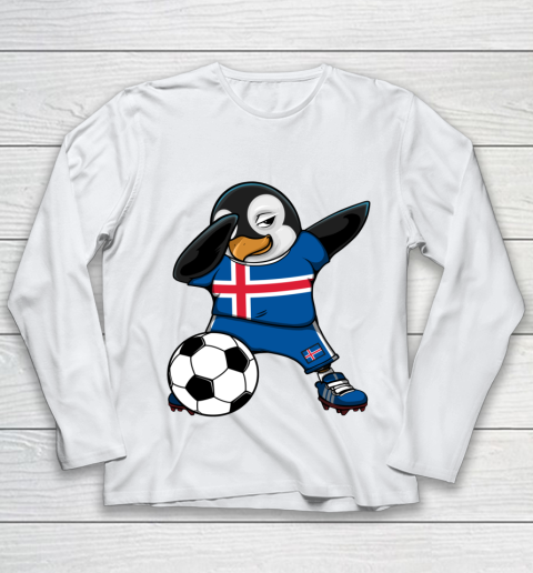 Dabbing Penguin Iceland Soccer Fans Jersey Football Lovers Youth Long Sleeve