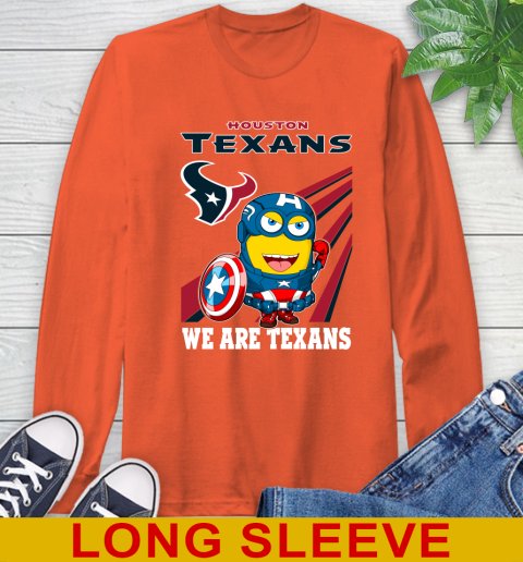 NFL Football Houston Texans Captain America Marvel Avengers Minion Shirt Long Sleeve T-Shirt 4
