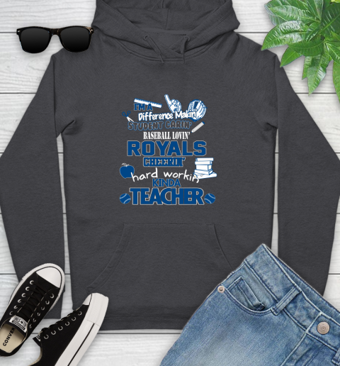 Kansas City Royals MLB I'm A Difference Making Student Caring Baseball Loving Kinda Teacher Youth Hoodie 8