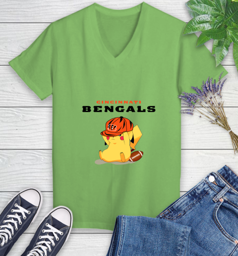 NFL Pikachu Football Sports Cincinnati Bengals Women's V-Neck T-Shirt 11