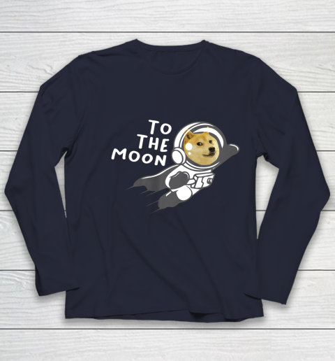 Dogecoin to the Moon Shirt Hodl Doge Coin Crypto Currency Youth Long Sleeve 2