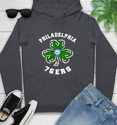 NBA Philadelphia 76ers Three Leaf Clover St Patrick's Day Basketball Sports Youth Hoodie 10