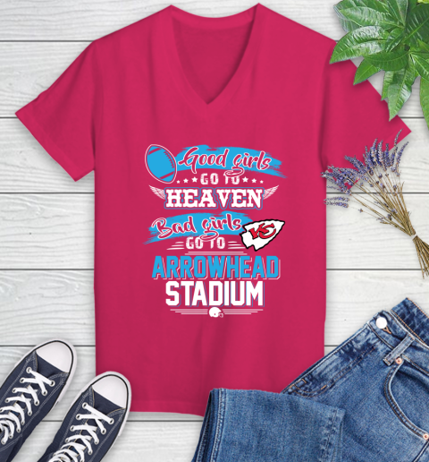 Kansas City Chiefs NFL Bad Girls Go To Arrowhead Stadium Shirt Women's V-Neck T-Shirt 9