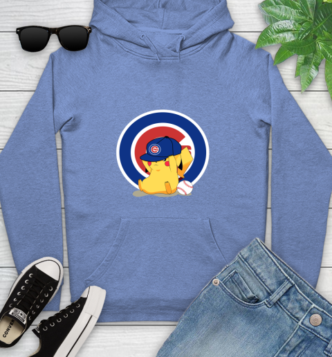 MLB Pikachu Baseball Sports Chicago Cubs Youth Hoodie 12
