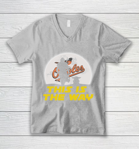 Baltimore Orioles MLB Baseball Star Wars Yoda And Mandalorian This Is The Way V-Neck T-Shirt 4 Baltimore Orioles MLB Baseball Star Wars Yoda And Mandalorian This Is The Way V-Neck T-Shirt - Image 4