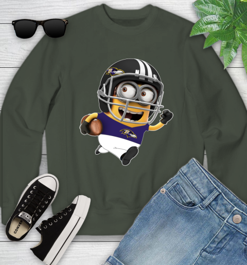 NFL Baltimore Ravens Minions Disney Football Sports Youth Sweatshirt 10