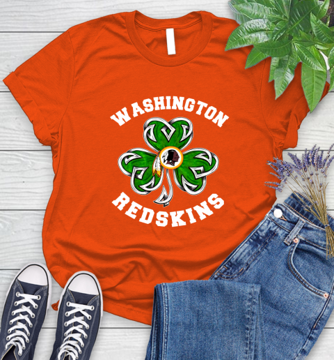 NFL Washington Redskins Three Leaf Clover St Patrick's Day Football Sports Women's T-Shirt 3