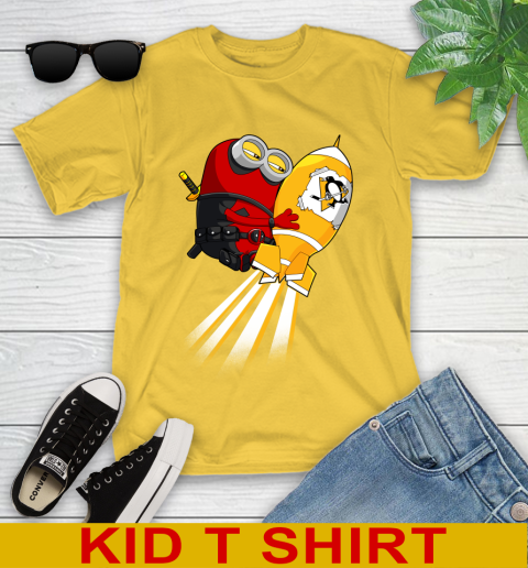 NHL Hockey Pittsburgh Penguins Deadpool Minion Marvel Shirt Youth T-Shirt 9