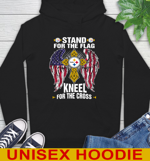 NFL Football Pittsburgh Steelers Stand For Flag Kneel For The Cross Shirt Hoodie