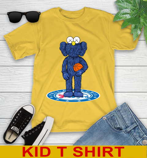 NBA Basketball Philadelphia 76ers Kaws Bff Blue Figure Shirt Youth T-Shirt 8