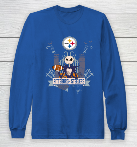 NFL Pittsburgh Steelers Football Jack Skellington Halloween Long Sleeve T-Shirt 6