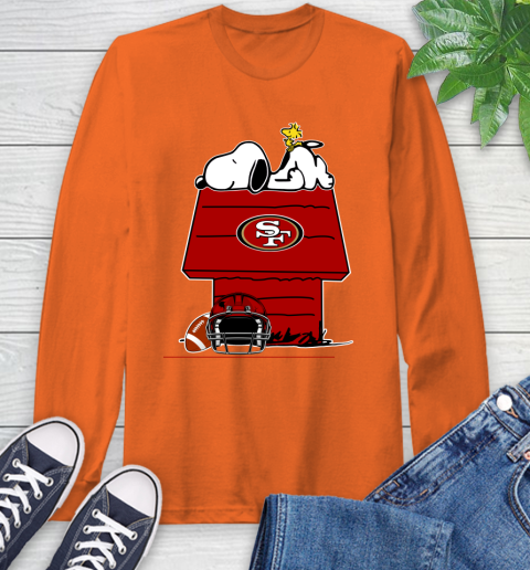 San Francisco 49ers NFL Football Snoopy Woodstock The Peanuts Movie Long Sleeve T-Shirt 5
