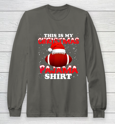 Football Christmas Gifts Santa Hat Funny Xmas Pajamas Long Sleeve T-Shirt 5