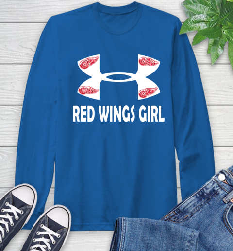 NHL Detroit Red Wings Girl Under Armour Hockey Sports Long Sleeve T-Shirt 10