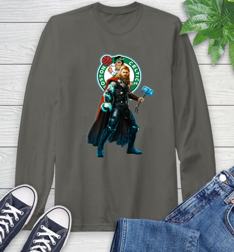 NBA Thor Avengers Endgame Basketball Boston Celtics Long Sleeve T-Shirt 8