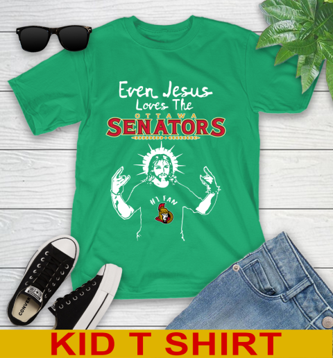 Ottawa Senators NHL Hockey Even Jesus Loves The Senators Shirt Youth T-Shirt 7