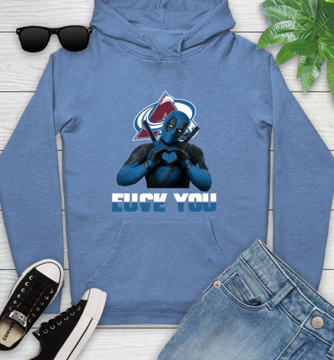 NHL Colorado Avalanche Deadpool Love You Fuck You Hockey Sports Youth Hoodie 13