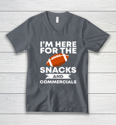 Snacks And Commercials Funny Football Bowl V-Neck T-Shirt 3