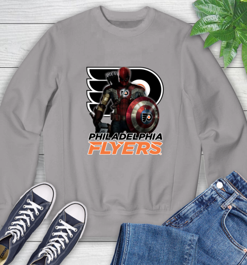 NHL Captain America Thor Spider Man Hawkeye Avengers Endgame Hockey Philadelphia Flyers Sweatshirt 5