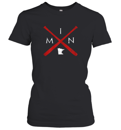 Minnesota Baseball Bats Classic State Outline Gift Women's T-Shirt