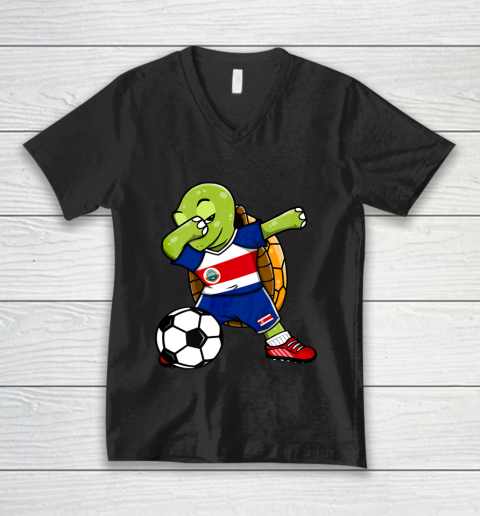 Dabbing Turtle Costa Rica Soccer Fans Jersey Flag Football V-Neck T-Shirt