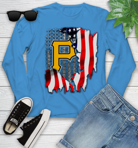 Pittsburgh Pirates MLB Baseball American Flag Youth Long Sleeve 8