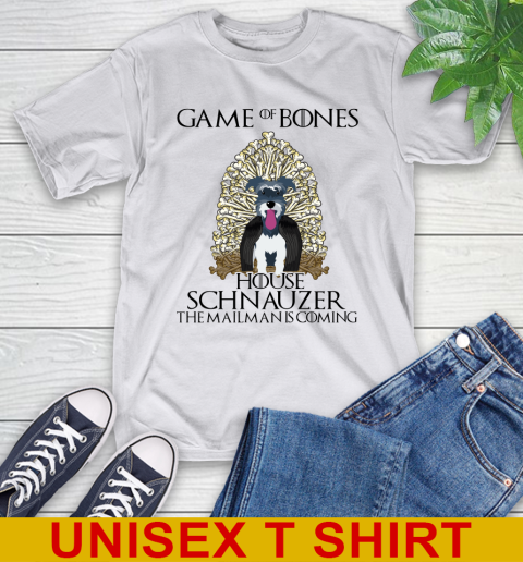 Game of bones house schnauzer dog the mailman is coming tshirt 12
