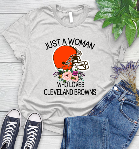 NFL Just A Woman Who Loves Cleveland Browns Football Sports Women's T-Shirt
