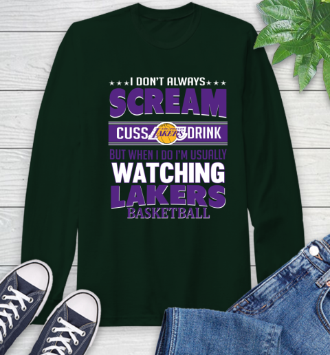 Los Angeles Lakers NBA Basketball I Scream Cuss Drink When I'm Watching My Team Long Sleeve T-Shirt 7