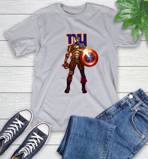 NFL Captain America Marvel Avengers Endgame Football Sports New York Giants T-Shirt 6