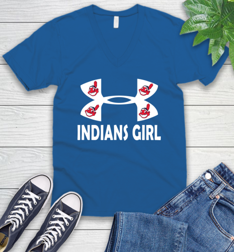 MLB Cleveland Indians Under Armour Baseball Sports V-Neck T-Shirt 5