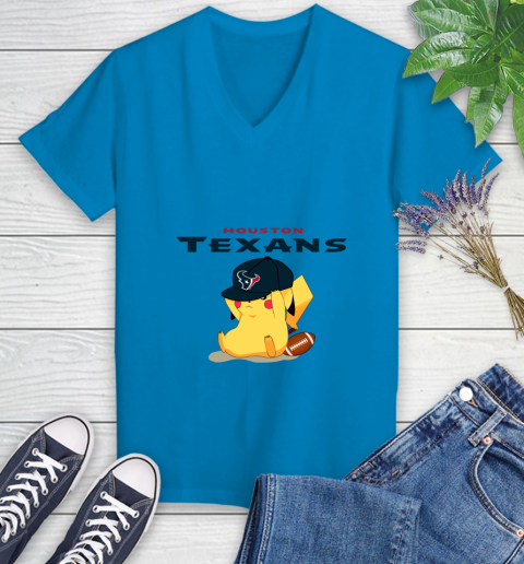 NFL Pikachu Football Sports Houston Texans Women's V-Neck T-Shirt - Image 8