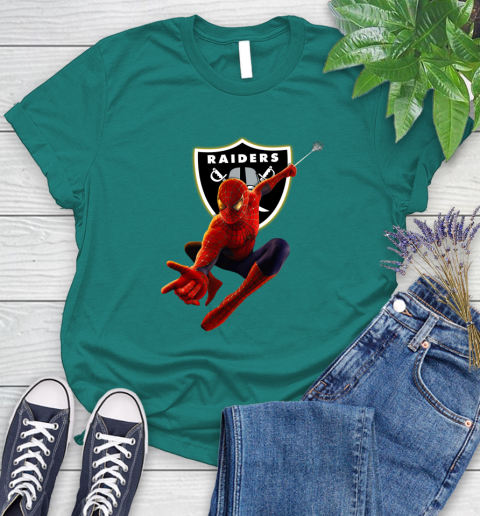NFL Spider Man Avengers Endgame Football Oakland Raiders Women's T-Shirt 12
