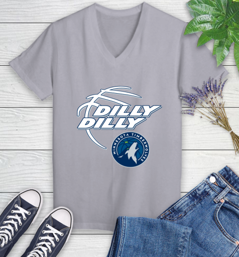 NBA Minnesota Timberwolves Dilly Dilly Basketball Sports Women's V-Neck T-Shirt 4