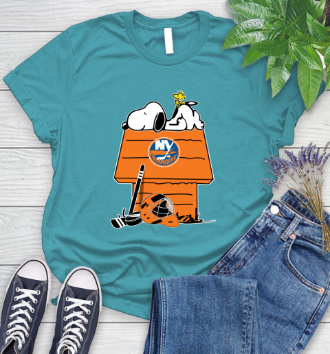New York Islanders NHL Hockey Snoopy Woodstock The Peanuts Movie (1) Women's T-Shirt 12