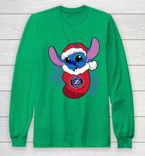 Tampa Bay Lightning Christmas Stitch In The Sock Funny Disney NHL Long Sleeve T-Shirt 7