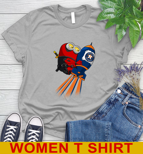 MLB Baseball Houston Astros Deadpool Minion Marvel Shirt Women's T-Shirt 5