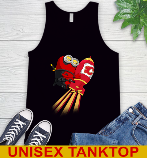 NHL Hockey Calgary Flames Deadpool Minion Marvel Shirt Tank Top