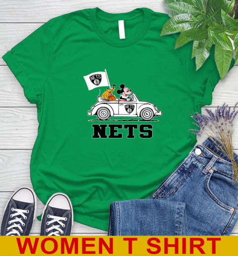 NBA Basketball Brooklyn Nets Pluto Mickey Driving Disney Shirt Women's T-Shirt 6