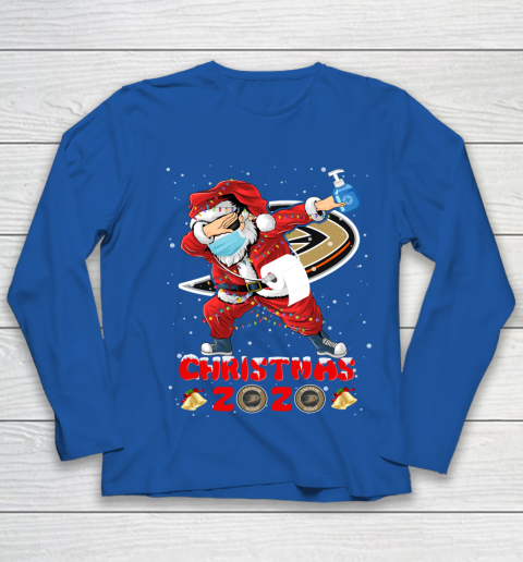 Anaheim Ducks Funny Santa Claus Dabbing Christmas 2020 NHL Youth Long Sleeve 7