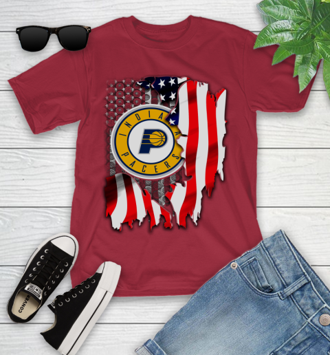 Indiana Pacers NBA Basketball American Flag Youth T-Shirt 14
