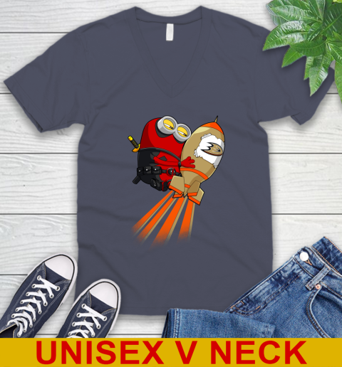 NHL Hockey Anaheim Ducks Deadpool Minion Marvel Shirt V-Neck T-Shirt 7