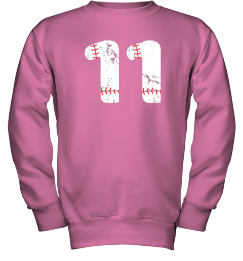 l2rv number 11 baseball vintage distressed team youth sweatshirt 47 front safety pink